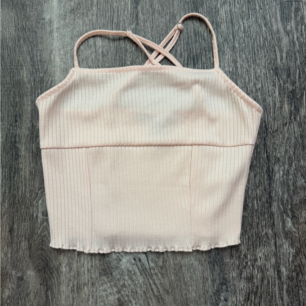 Forever 21 Cream Ribbed Crop Camisole